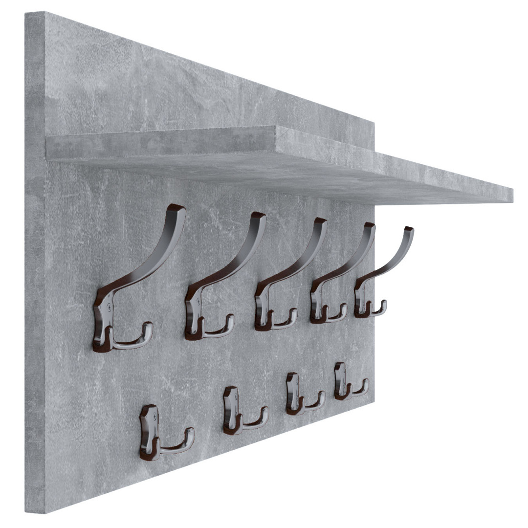 Wieszak panelowy Beton z chromowanymi dodatkami