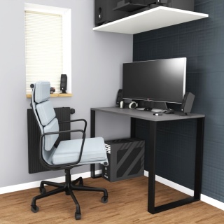 BIURKO GAMINGOWE LOFT DLA GRACZA CIEMNY GRAFIT PROFIL 6X2