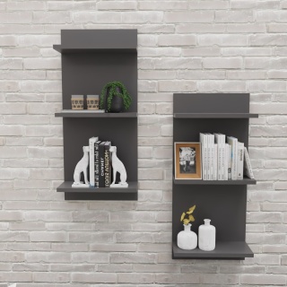 PÓŁKA WISZĄCA REGALIK ŚCIENNY 80x35x17 CIEMNY GRAFIT