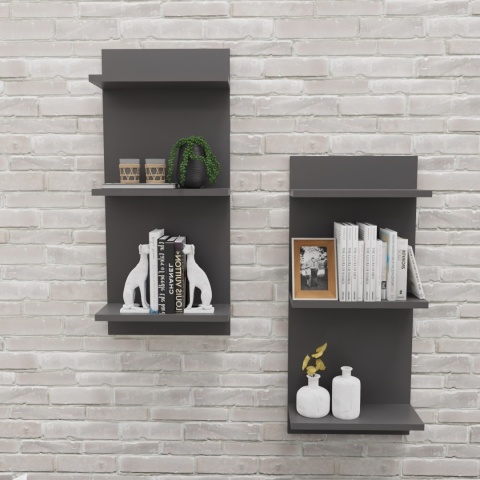 PÓŁKA WISZĄCA REGALIK ŚCIENNY 80x35x17 CIEMNY GRAFIT