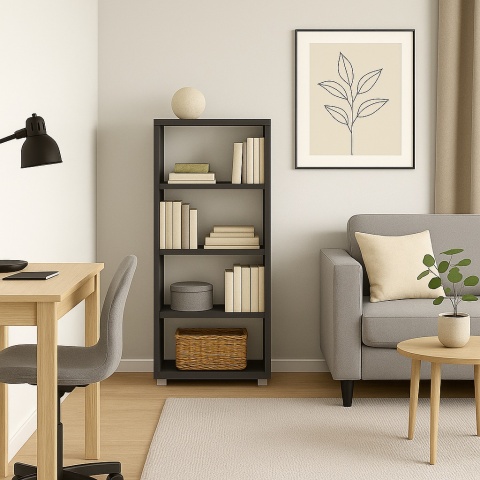 REGAŁ 120x50x25 CIEMNY GRAFIT SZAFKA NA KSIĄŻKI