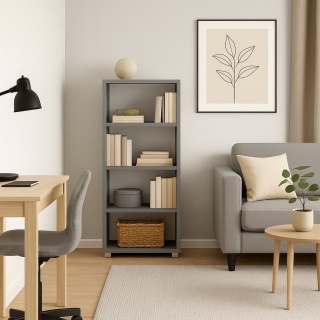 REGAŁ 120x50x25 JASNY GRAFIT SZAFKA NA KSIĄŻKI