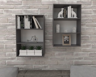 REGAŁ BIUROWY WISZĄCY 80X50 CIEMNY GRAFIT