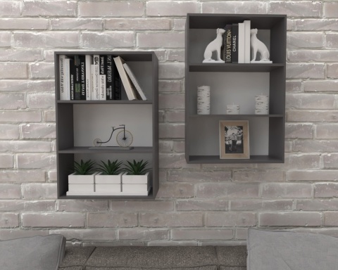 REGAŁ BIUROWY WISZĄCY 80X50 CIEMNY GRAFIT