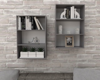 REGAŁ BIUROWY WISZĄCY 80X50 JASNY GRAFIT