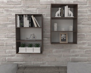 REGAŁ BIUROWY WISZĄCY 80X50 ORZECH CIEMNY