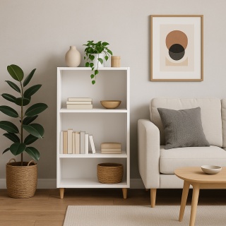 REGAŁ W STYLU SKANDYNAWSKIM 110x60x30 BIAŁY