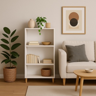 REGAŁ W STYLU SKANDYNAWSKIM 110x60x30 DĄB CRAFT BIAŁY