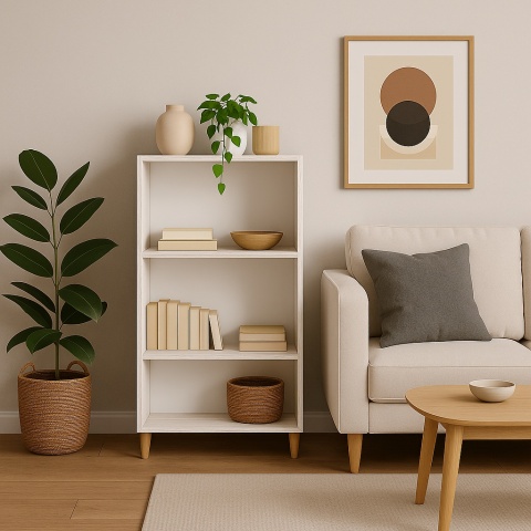 REGAŁ W STYLU SKANDYNAWSKIM 110x60x30 DĄB CRAFT BIAŁY