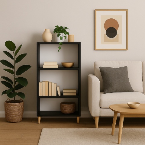 REGAŁ W STYLU SKANDYNAWSKIM 110x60x30 CZARNY