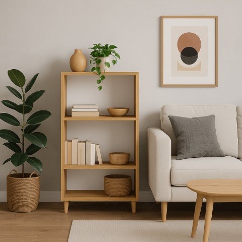 REGAŁ W STYLU SKANDYNAWSKIM 110x60x30 DĄB CRAFT ZŁOTY