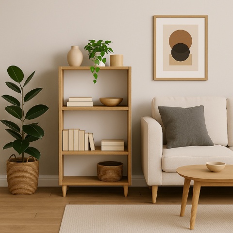 REGAŁ W STYLU SKANDYNAWSKIM 110x60x30 DĄB JASNY