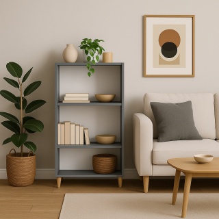 REGAŁ W STYLU SKANDYNAWSKIM 110x60x30 JASNY GRAFIT