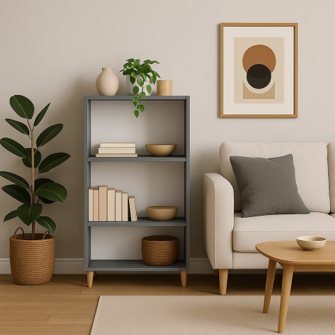 REGAŁ W STYLU SKANDYNAWSKIM 110x60x30 JASNY GRAFIT