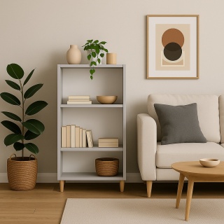 REGAŁ W STYLU SKANDYNAWSKIM 110x60x30 JASNY POPIEL