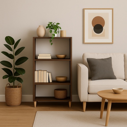 REGAŁ W STYLU SKANDYNAWSKIM 110x60x30 ORZECH CIEMNY