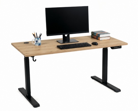 BIURKO ELEKTRYCZNE GAMINGOWE KOMPUTEROWE DĄB ARTISAN 120X60 REGULACJA WYSOKOŚCI