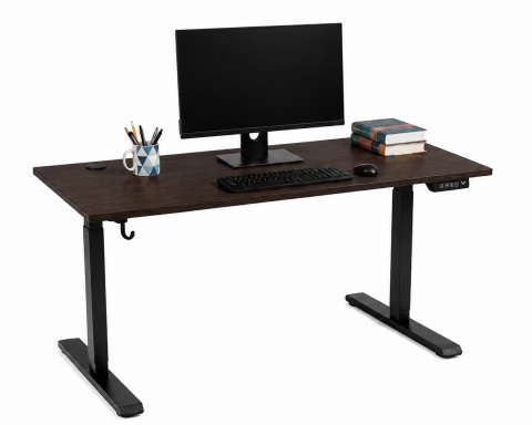 BIURKO ELEKTRYCZNE GAMINGOWE KOMPUTEROWE WENGE 120X60 REGULACJA WYSOKOŚCI