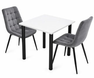 STÓŁ Z KRZESŁAMI LOFT 65x65 BIAŁY 2 KRZESŁA ZESTAW