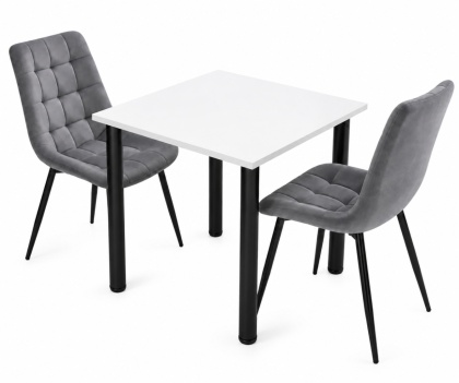 STÓŁ Z KRZESŁAMI LOFT 65x65 BIAŁY 2 KRZESŁA ZESTAW