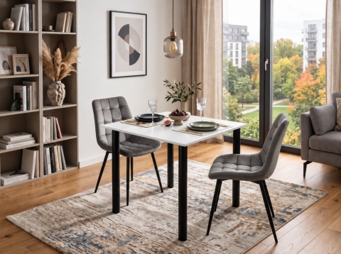 STÓŁ Z KRZESŁAMI LOFT 65x65 BIAŁY 2 KRZESŁA ZESTAW