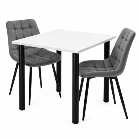 STÓŁ Z KRZESŁAMI LOFT 65x65 BIAŁY 2 KRZESŁA ZESTAW