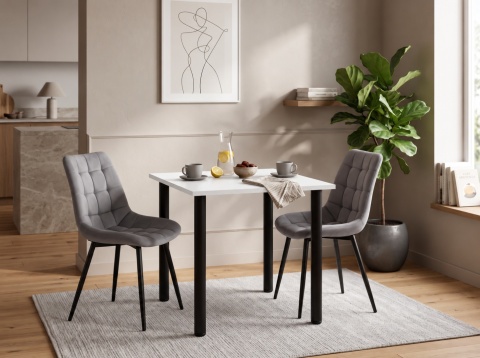 STÓŁ Z KRZESŁAMI LOFT 65x65 BIAŁY 2 KRZESŁA ZESTAW