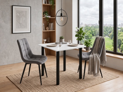 STÓŁ Z KRZESŁAMI LOFT 65x65 BIAŁY 2 KRZESŁA ZESTAW