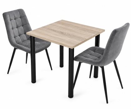 STÓŁ Z KRZESŁAMI LOFT 65x65 DĄB SONOMA 2 KRZESŁA ZESTAW