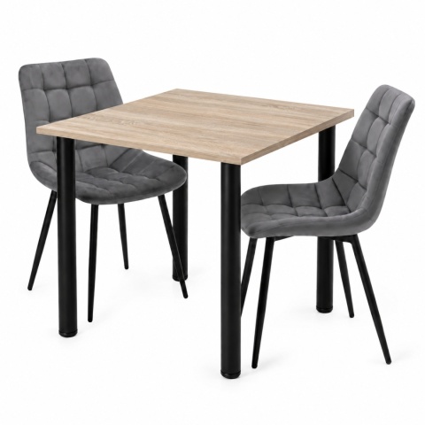 STÓŁ Z KRZESŁAMI LOFT 65x65 DĄB SONOMA 2 KRZESŁA ZESTAW