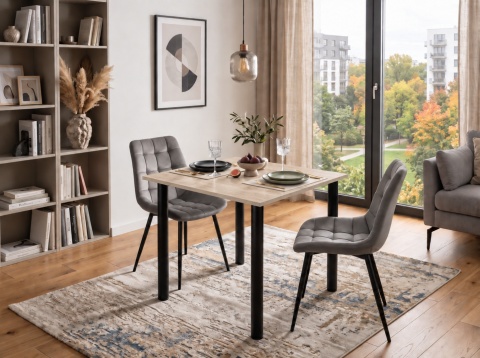 STÓŁ Z KRZESŁAMI LOFT 65x65 DĄB SONOMA 2 KRZESŁA ZESTAW