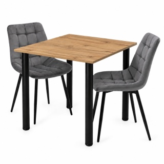 STÓŁ Z KRZESŁAMI LOFT 65x65 DĄB CRAFT ZŁOTY 2 KRZESŁA ZESTAW