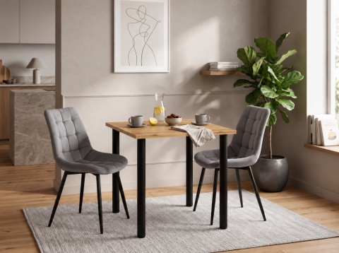 STÓŁ Z KRZESŁAMI LOFT 65x65 DĄB CRAFT ZŁOTY 2 KRZESŁA ZESTAW