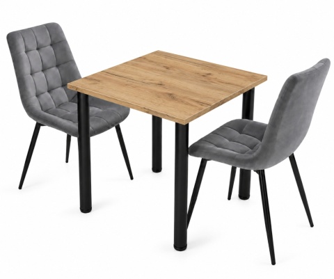 STÓŁ Z KRZESŁAMI LOFT 65x65 DĄB CRAFT ZŁOTY 2 KRZESŁA ZESTAW
