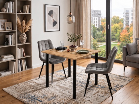STÓŁ Z KRZESŁAMI LOFT 65x65 DĄB CRAFT ZŁOTY 2 KRZESŁA ZESTAW