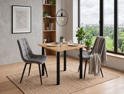 STÓŁ Z KRZESŁAMI LOFT 65x65 DĄB CRAFT ZŁOTY 2 KRZESŁA ZESTAW