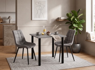 STÓŁ Z KRZESŁAMI LOFT 65x65 JASNY GRAFIT 2 KRZESŁA ZESTAW