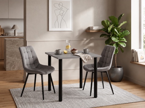 STÓŁ Z KRZESŁAMI LOFT 65x65 JASNY GRAFIT 2 KRZESŁA ZESTAW