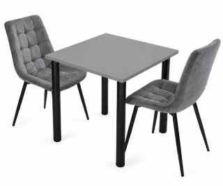 STÓŁ Z KRZESŁAMI LOFT 65x65 JASNY GRAFIT 2 KRZESŁA ZESTAW