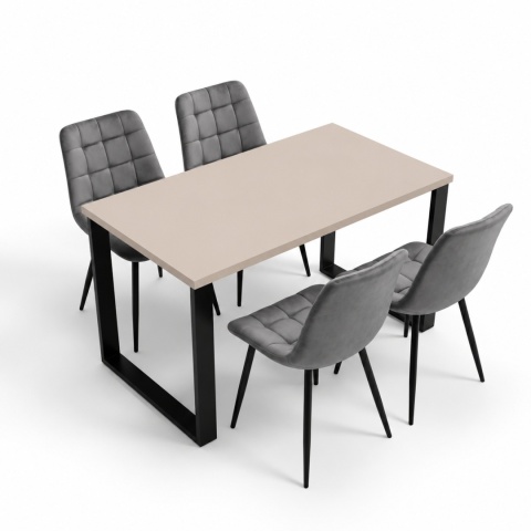 STÓŁ Z KRZESŁAMI LOFT do kuchni jadalni 120X60 blat kaszmir 28 mm 4 krzesła zestaw