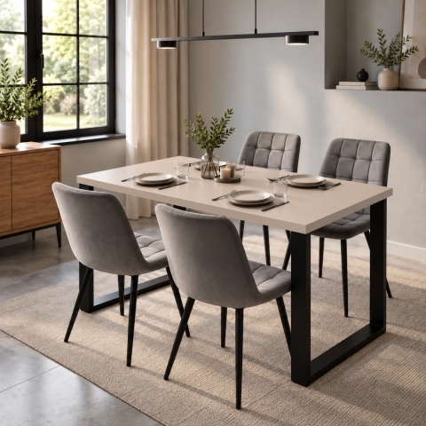 STÓŁ Z KRZESŁAMI LOFT do kuchni jadalni 120X60 blat kaszmir 28 mm 4 krzesła zestaw