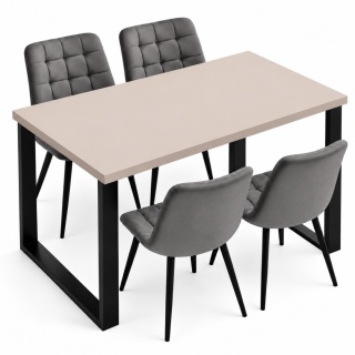 STÓŁ Z KRZESŁAMI LOFT do kuchni jadalni 120X60 blat kaszmir 28 mm 4 krzesła zestaw