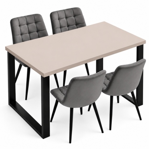 STÓŁ Z KRZESŁAMI LOFT do kuchni jadalni 120X60 blat kaszmir 28 mm 4 krzesła zestaw