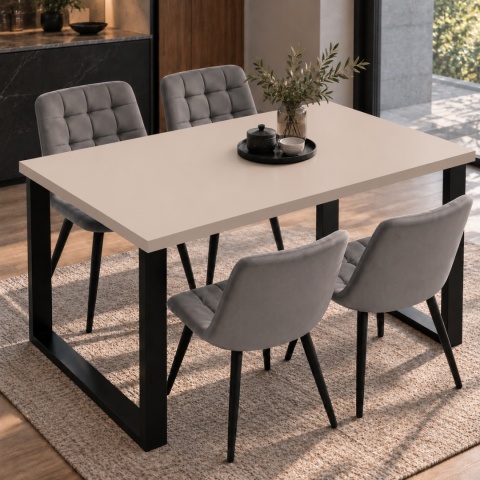 STÓŁ Z KRZESŁAMI LOFT do kuchni jadalni 120X60 blat kaszmir 28 mm 4 krzesła zestaw