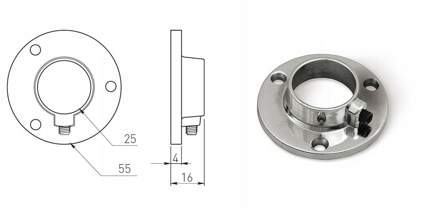 Drążek meblowy metal chrom FI25 100cm rura do szafy rozetki śrubki ZESTAW Kolor chrom